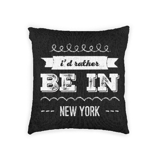 I'd rather be in New York City taxi Broadway Wall Woven Pillows