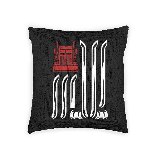 Truck Driver US FLAG, Truck, Trucker Dad Woven Pillows
