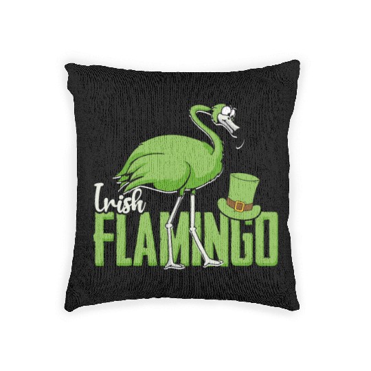 Irish Flamingo - bird Woven Pillows