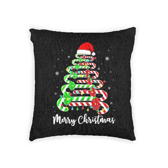Candy Cane Santa Hat Funny Xmas Tree Merry Woven Pillows