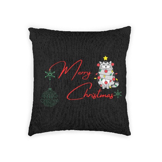 Merry Christmas furry Cats in the game edition Woven Pillows