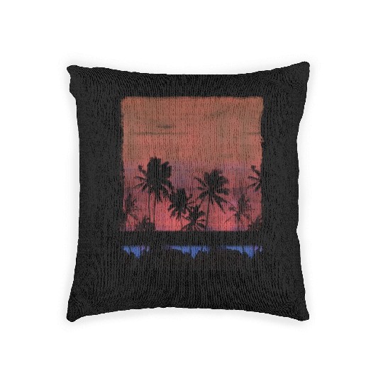 Cozumel Mexico Vacation Souvenir Beach Palm Tree Woven Pillows