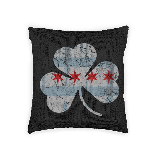 Chicago Flag Shamrock Irish St Patricks Woven Pillows
