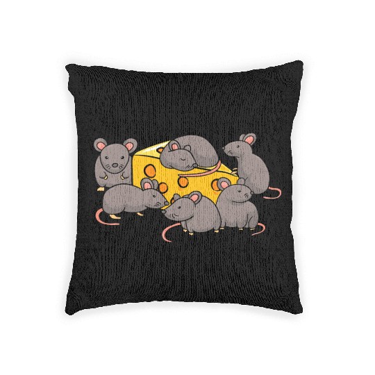 Cute Rats Cheese Lover Funny Rat Woven Pillows