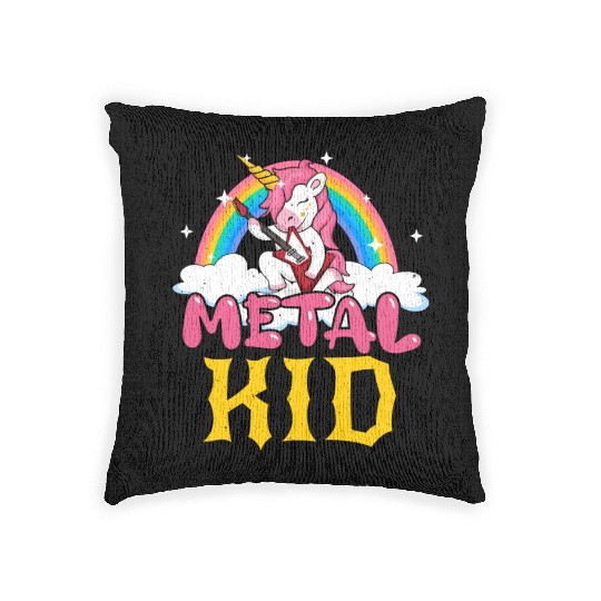 Guitar Unicorn Rainbow Metal Music Heavy Rock Woven Pillows