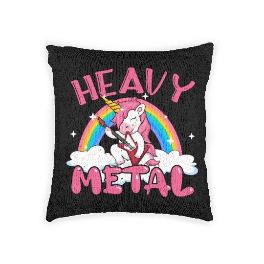 Guitarist Unicorn Rainbow Metal Music Heavy Rock Woven Pillows