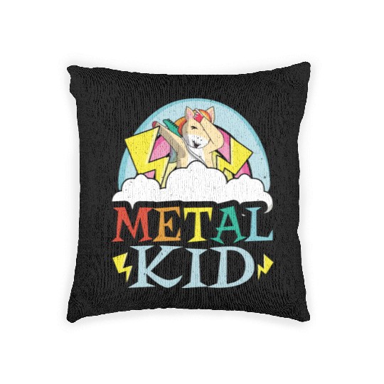 Guitar Metal Kid Music Rock Dab Unicorn Kawaii Woven Pillows