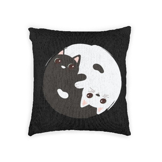 ying yang cat Woven Pillows