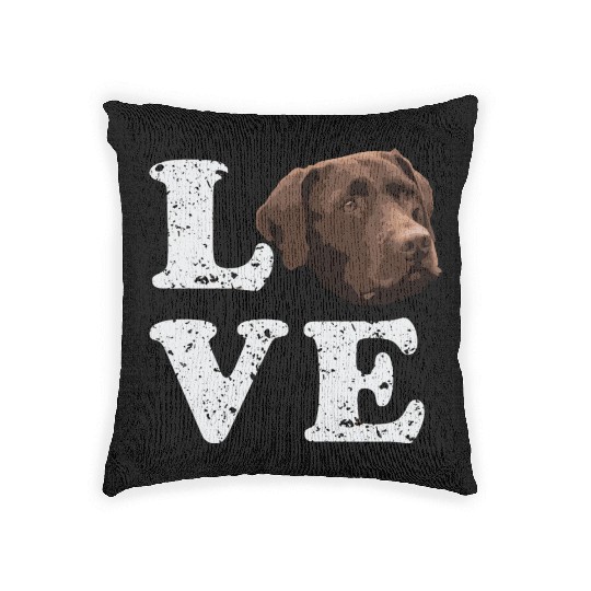 I Love My Chocolate Lab Labrador Retriever Dog Woven Pillows