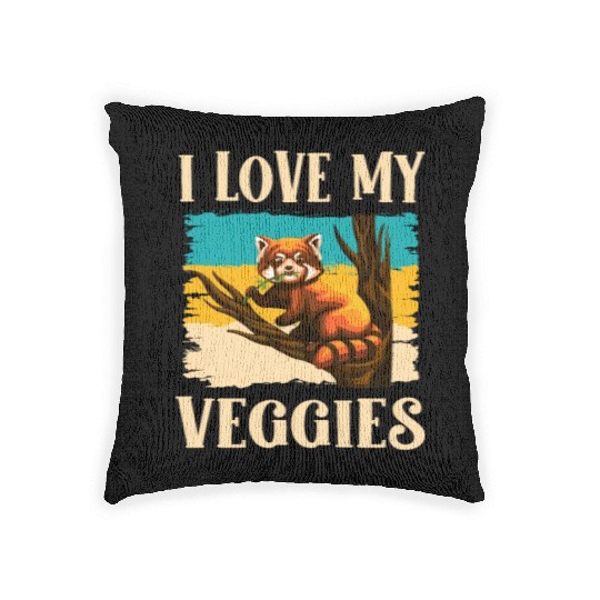 I Love My Veggies Red Panda Zookeeper Wildlife Woven Pillows