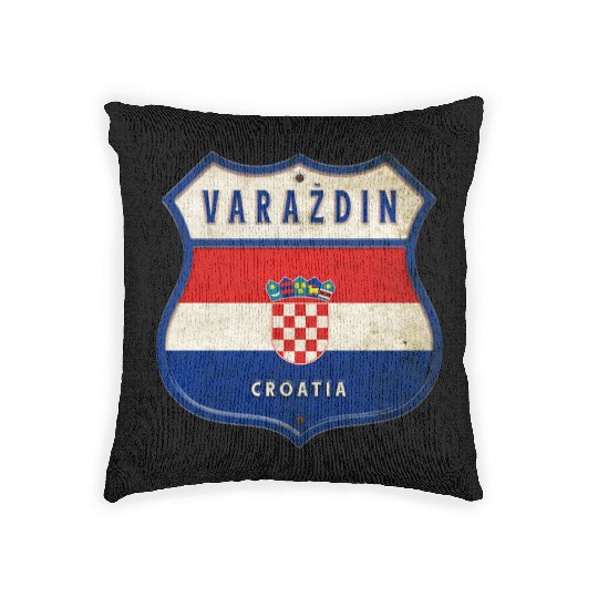 Varaždin Croatia flag coat of arms design Woven Pillows