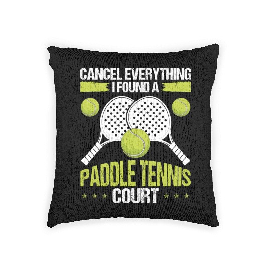 Paddle Tennis Player Match Paddle Court Balls Woven Pillows