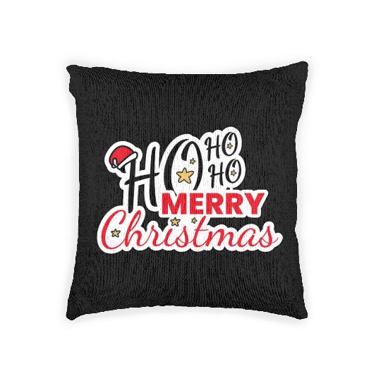 Ho HO HO Merry Christmas Santa Text Design Woven Pillows