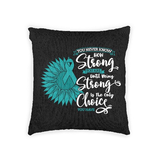 Cervical Cancer Awareness Month Teal Sunflower Woven Pillows