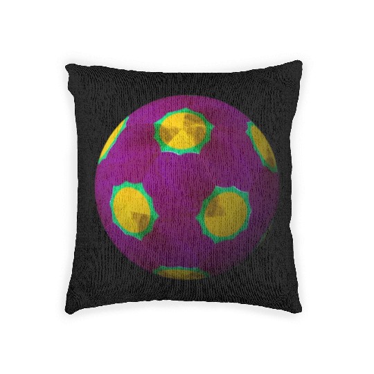 Purple 3D Sphere with Green Symmetric Shape Woven Pillows