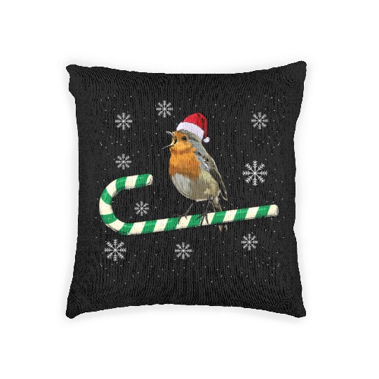 Robin Bird Watching Redbreast Birding Christmas Woven Pillows