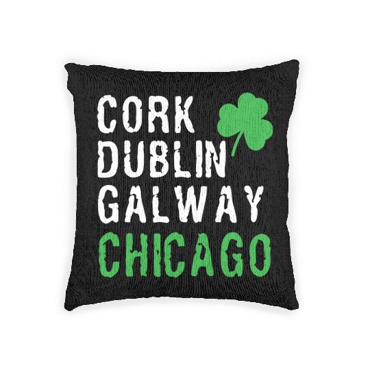 Chicago St Patricks Day Irish Cities Chicago Shamr Woven Pillows