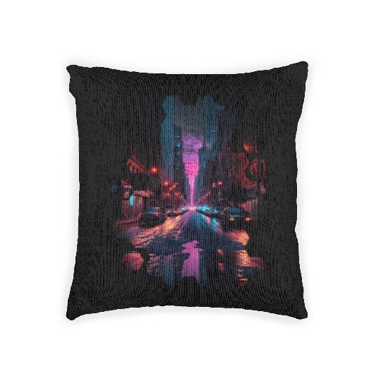 New York Vaporwave Aesthetic Retro Style Love NY Woven Pillows