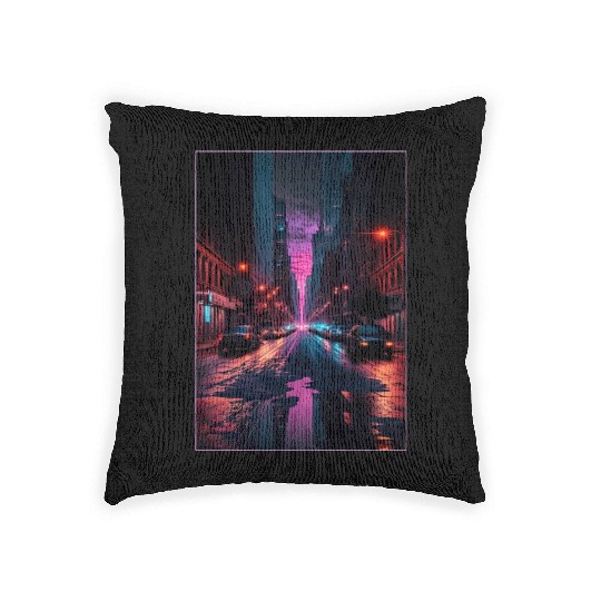New York Vaporwave Aesthetic Retro Style Love NY Woven Pillows