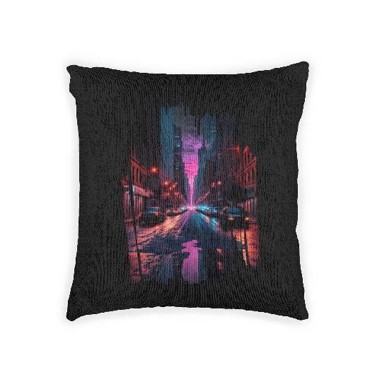 New York Vaporwave Aesthetic Retro Style Love NY Woven Pillows