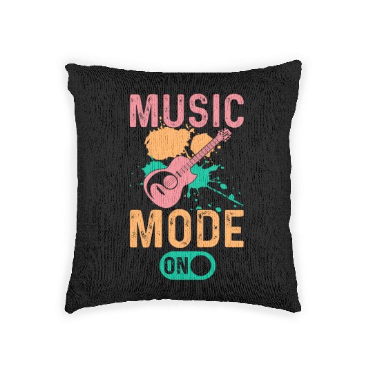 Guitarist - Music Mode On - Funny Guitar Player Woven Pillows