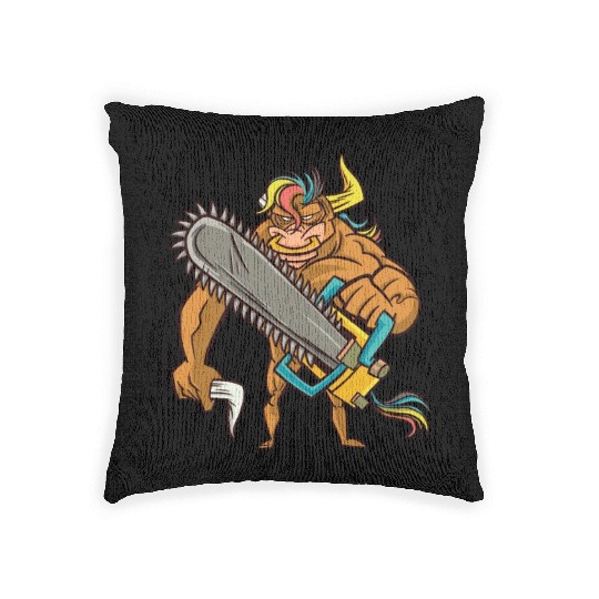 Muscular bull chainsaw Muscular bull chainsaw insp Woven Pillows