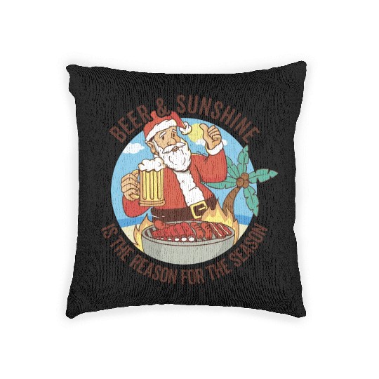 Summer Santa BBQ - Christmas In July Woven Pillows