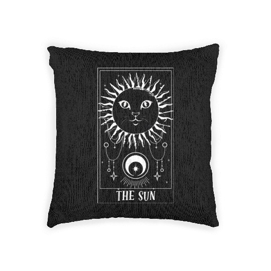 The Sun Tarot Card Funny Cat Tarot Card For Tarot Woven Pillows