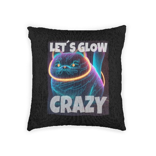Lets Glow Crazy Cat Kitten Fluffy Cat Woven Pillows