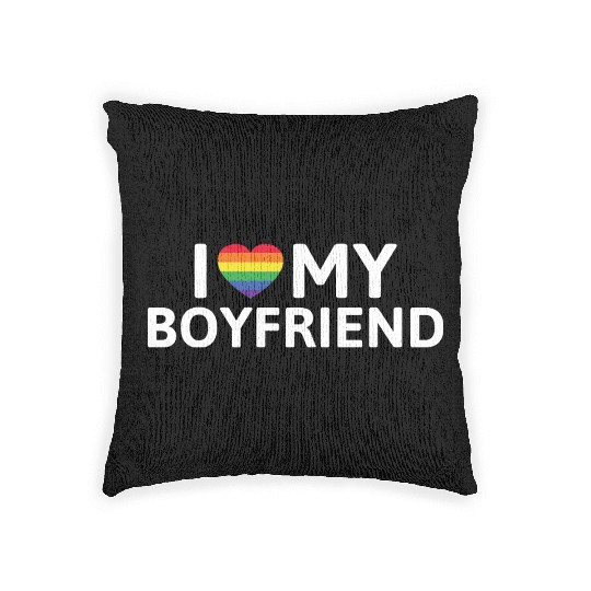 I Love My Boyfriend Woven Pillows