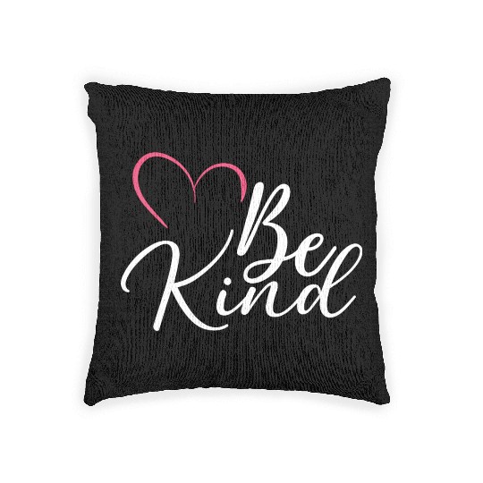 Be Kind Pink Heart – Minimal Kindness Quote Art Woven Pillows