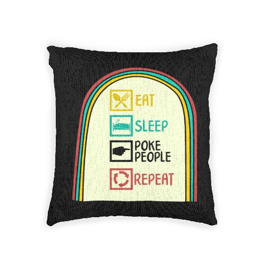 Acupuncture Woven Pillows, Eat Sleep Poke People Repeat