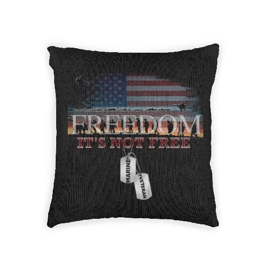 Marine Veteran Freedom Isn't Free Woven Pillows