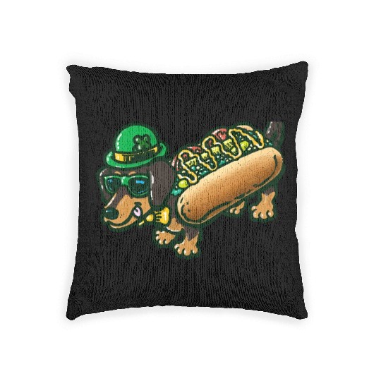 St Patrick's Day Chicago Dog Woven Pillows
