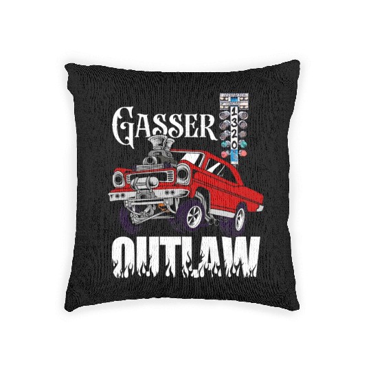 Gasser Outlaw Class Vintage Drag Racing Race Car Woven Pillows