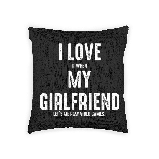 I Love my Girlfriend National Video Games Day Woven Pillows