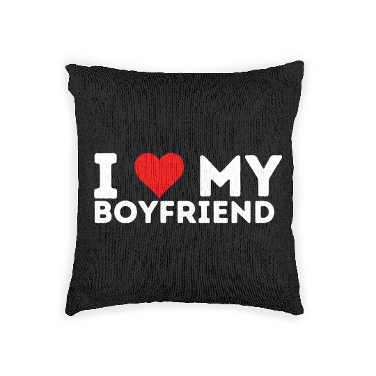 I Love My Boyfriend Woven Pillows I Heart My Boyfriend Shi