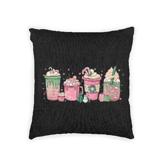 Hot Chocolate Cup Peppermint Mocha Woven Pillows