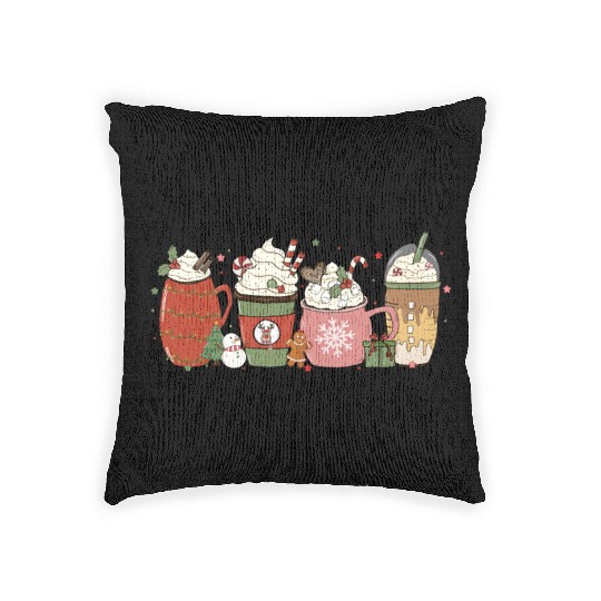 Hot Chocolate Cup Peppermint Mocha Woven Pillows
