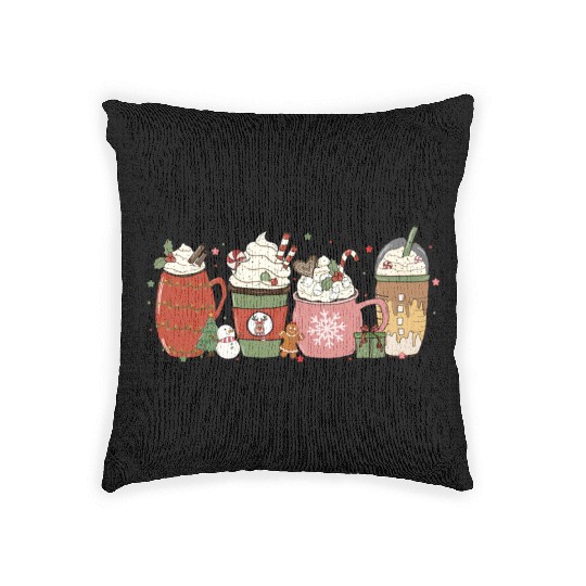 Hot Chocolate Cup Peppermint Mocha Woven Pillows