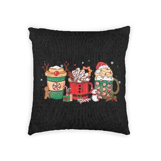 Christmas Hot Chocolate Cup Woven Pillows