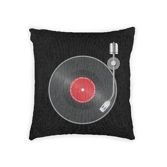 Music is a Time Machine - Gramophone Retro Vinyl R Woven Pillows