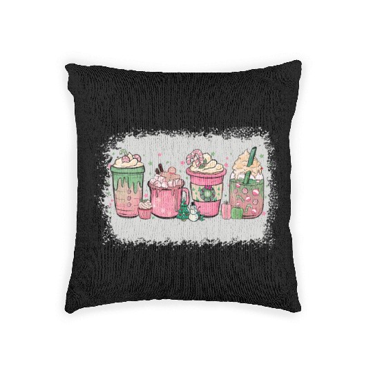 Hot Chocolate Cup Peppermint Mocha Woven Pillows
