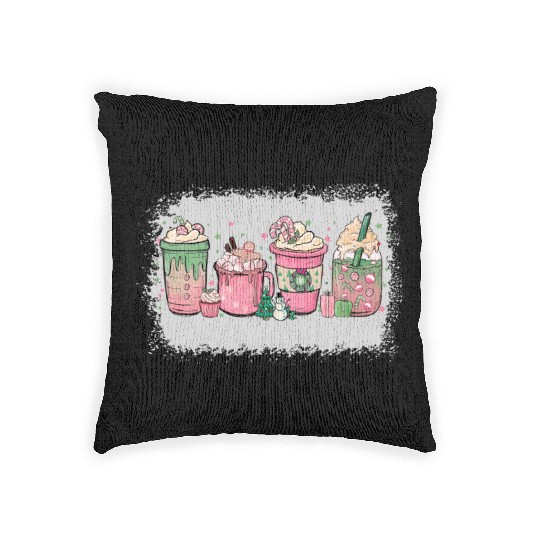 Hot Chocolate Cup Peppermint Mocha Woven Pillows