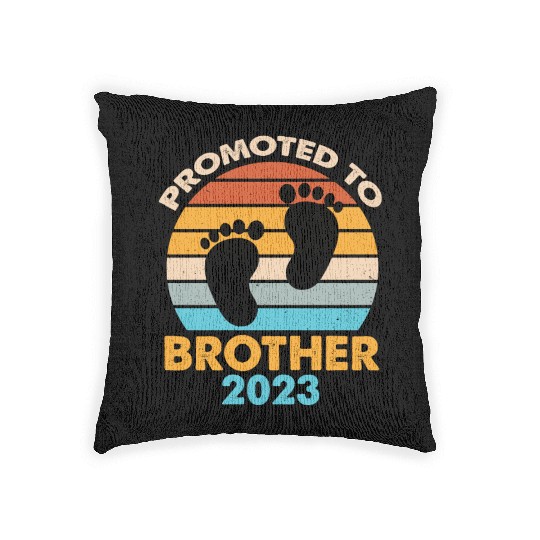 Promoted To Brother 2023 Retro Sunset Woven Pillows