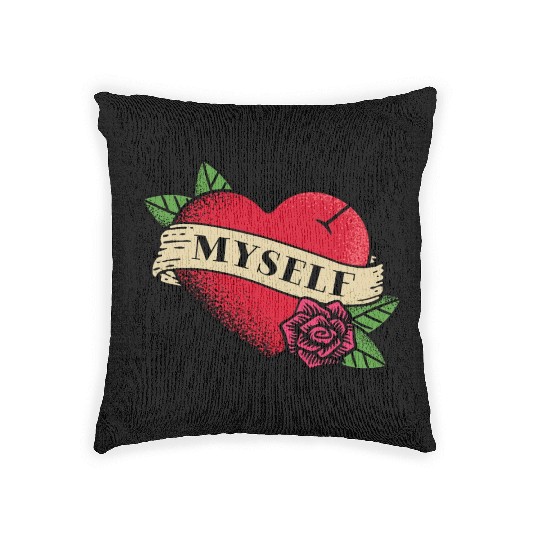 Heart Tattoo Love Myself Woven Pillows