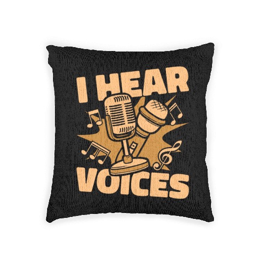 Music Teacher Microphone I Hear Voices Woven Pillows