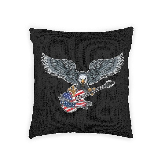 Guitar Eagle USA Flag Patriotic Guitar Lovers US Woven Pillows