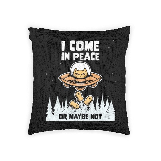 Alien Galaxy Cat Lover Come In Peace Or Maybe Not Woven Pillows
