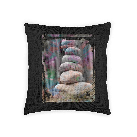Japan Zen Buddhism Balancing Stones Rocks Bamboo Woven Pillows